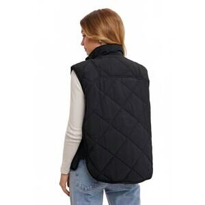 NEW KAREN KANE button down quilted puffer vest in black